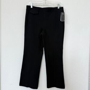 SOHO Apparel Kick Flare Pants Black Pull-On Stretch Cropped Career Work M